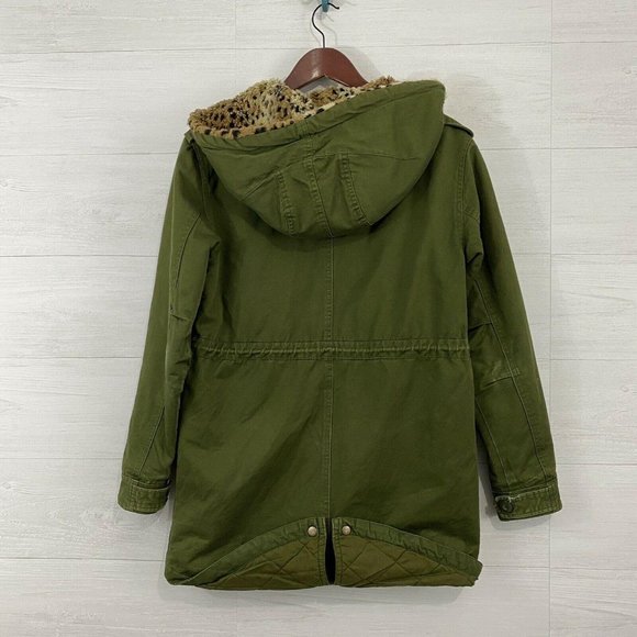 Asos Olive Green Animal Print Faux Fur Anorak - Picture 6 of 6